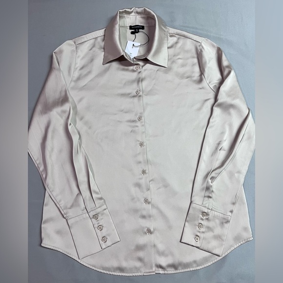 Dynamic Satin Long Sleeve Shirt Dress Blouse Size Medium NWT - Picture 2 of 7